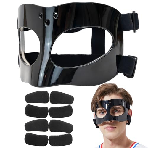 LENASETH Nose Guard for Broken Nose Baseball Softball Basketball Face Mask Adjustable Face Shield Masks with Padding Nose Guard Protects Nose and Eye from Injury for Men and Women Black - Image 1
