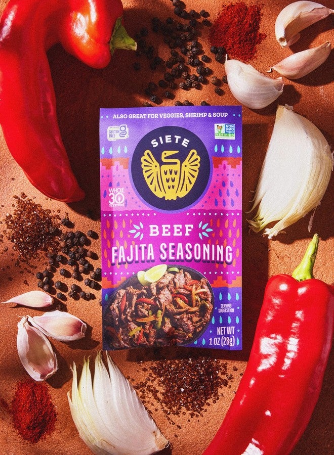 SIETE Beef Fajita Seasoning Mix | Seasoning for Beef, Shrimp, and Veggies | Gluten Free | Vegan | Non GMO | Whole30 Approved | 6 Packets (42 Servings) - Image 4