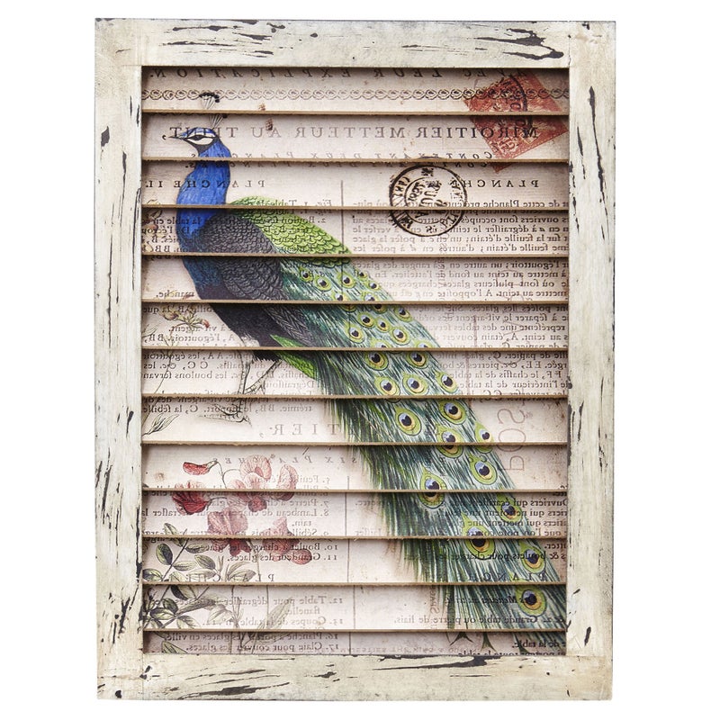 Nearly Natural Nearly Natural Peacock Window Shutter Wall Dcor 