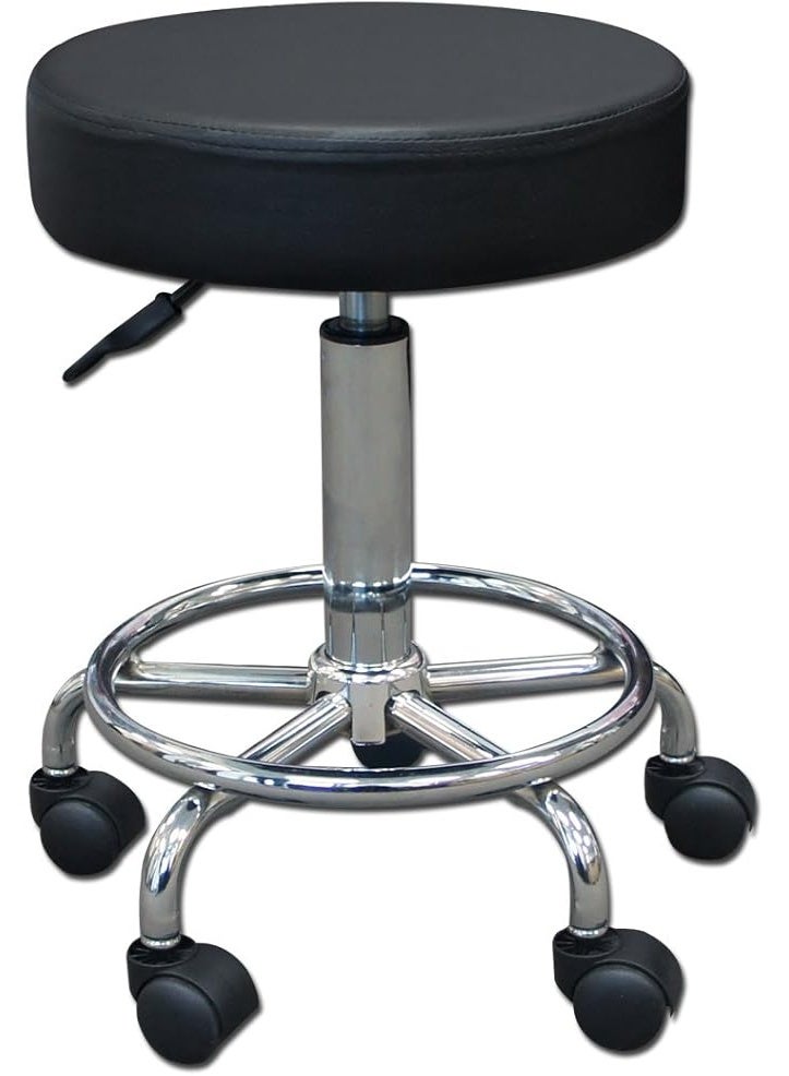 مقعد دائري 14 إنش هيدروليكي هوائي بعجلات – كرسي دوار قابل للتعديل للاستخدام في الصالون أو الاستوديو أو المكتب أو المنزل - Image 1