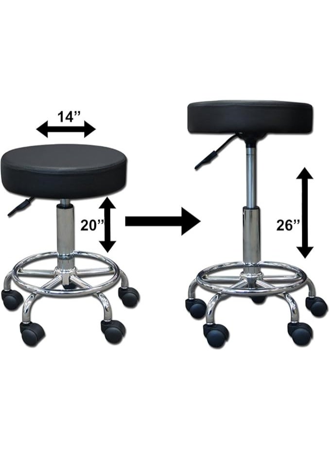 مقعد دائري 14 إنش هيدروليكي هوائي بعجلات – كرسي دوار قابل للتعديل للاستخدام في الصالون أو الاستوديو أو المكتب أو المنزل - Image 3