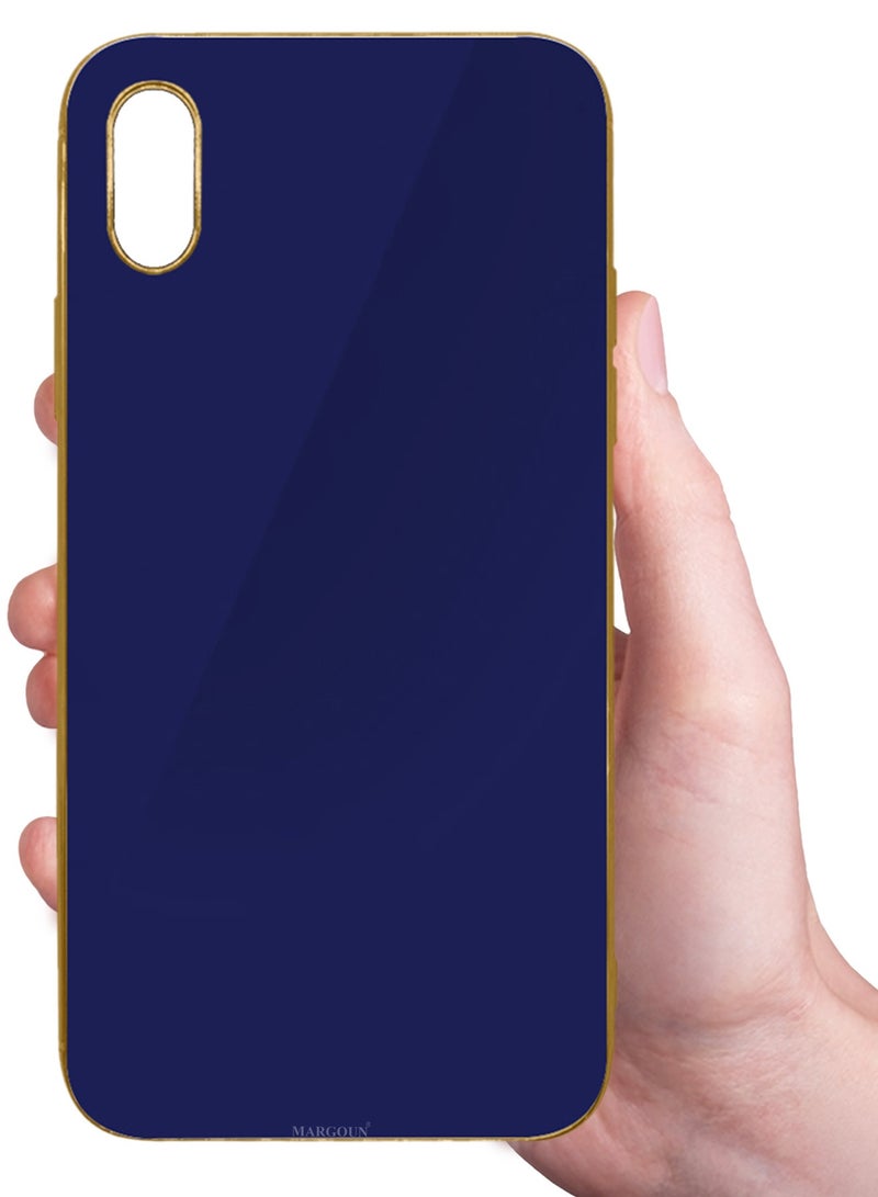 CATANES حافظة صلبة فاخرة مطلية بالكهرباء لجهاز iPhone X / XS - تصميم معدني فائق النحافة - أزرق/ذهبي - Image 4