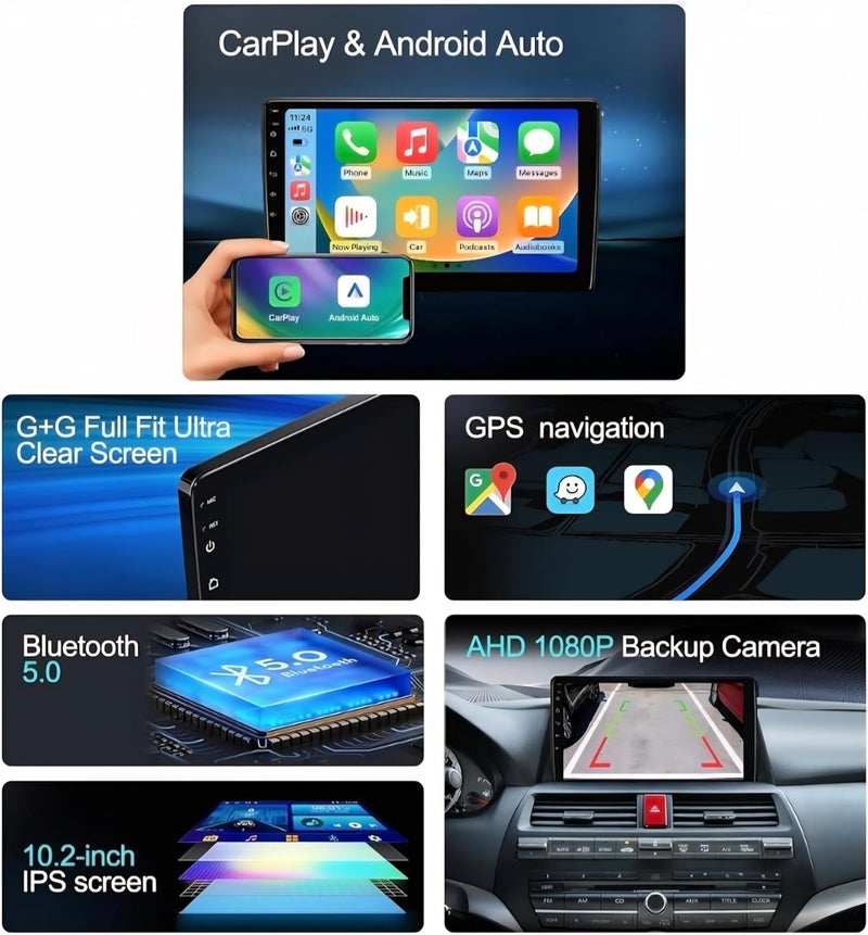 Vierex Fit Honda ACCORD Car Stereo Honda ACCORD 6 Android Screen 1998-2003 with CarPlay, Android Auto, GPS Navigation, Bluetooth, WiFi, FM, AHD Camera Included (2+32GB Carplay 4CORE) - Image 4