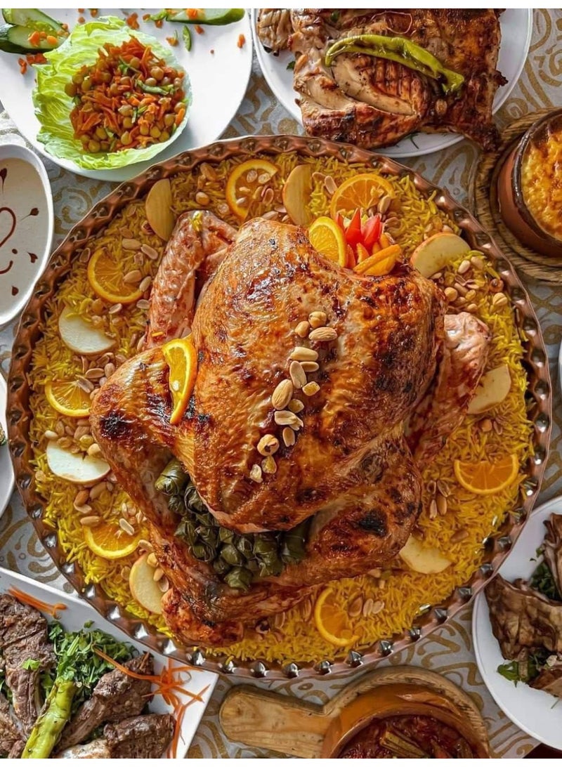 Large 40cm stainless steel Kabsa serving tray for banquets and Aqiqah celebrations - Image 3