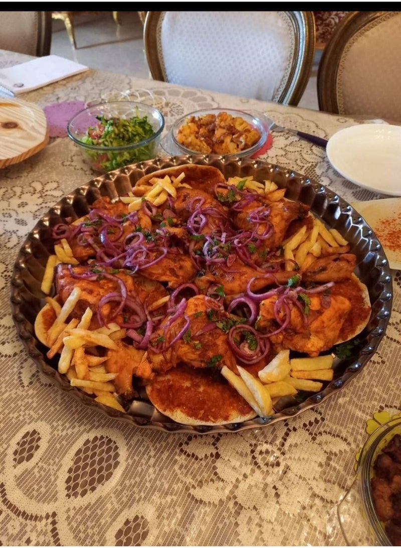 Large 40cm stainless steel Kabsa serving tray for banquets and Aqiqah celebrations - Image 2