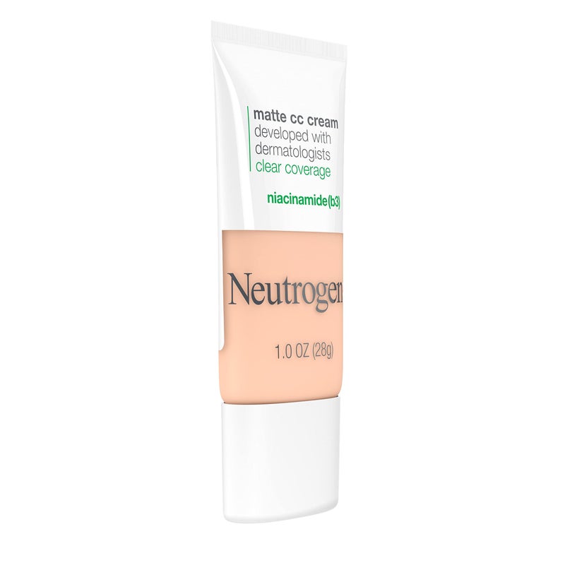 Neutrogena Clear Coverage Flawless Matte CC Cream, Full-Coverage Color Correcting Cream Face Makeup with Niacinamide (b3), Hypoallergenic, Oil Free & Fragrance Free, Shell, 1 oz - Image 4