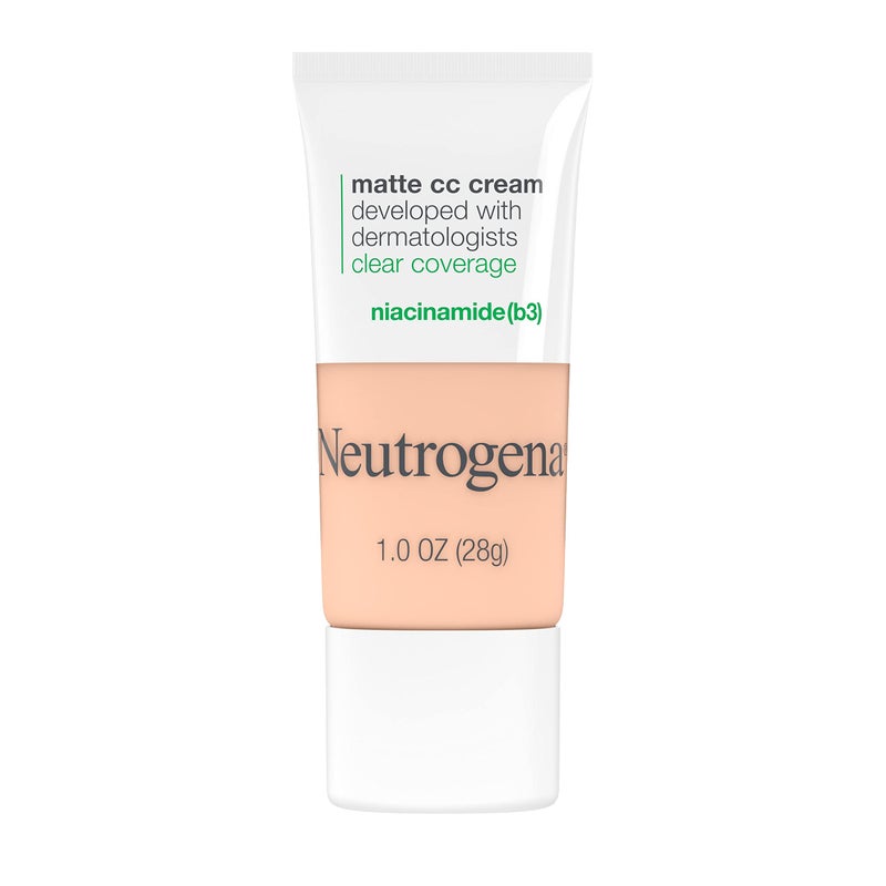 Neutrogena Clear Coverage Flawless Matte CC Cream, Full-Coverage Color Correcting Cream Face Makeup with Niacinamide (b3), Hypoallergenic, Oil Free & Fragrance Free, Shell, 1 oz - Image 1