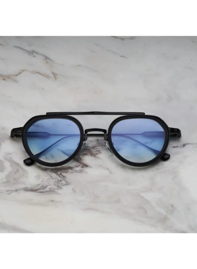  اكسبليست باوتس نظارات شمسية أنيقة للجنسين من إكسبليست بوويتس، أسود مطفي وتدرج أزرق مطفي