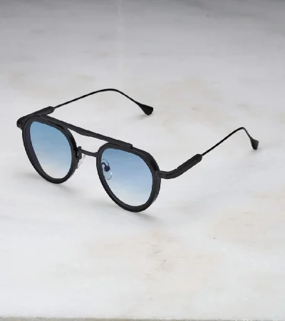 Explicit Poets Explicit Poets Unisex Tex Matt Black & Matt Black-Gradient Blue Stylish Sunglasses, A20EP2