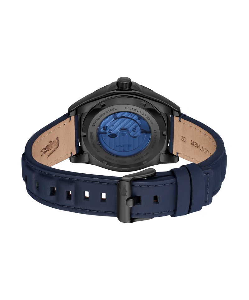 LACOSTE ساعة أوتوماتيكية للرجال بحالة من الفولاذ الأسود المطلي بالأيونات والألمنيوم الأسود على شكل دائري - Image 3