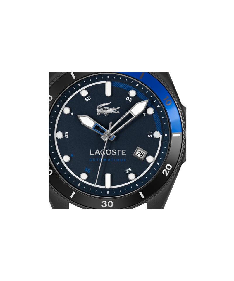 LACOSTE ساعة أوتوماتيكية للرجال بحالة من الفولاذ الأسود المطلي بالأيونات والألمنيوم الأسود على شكل دائري - Image 5