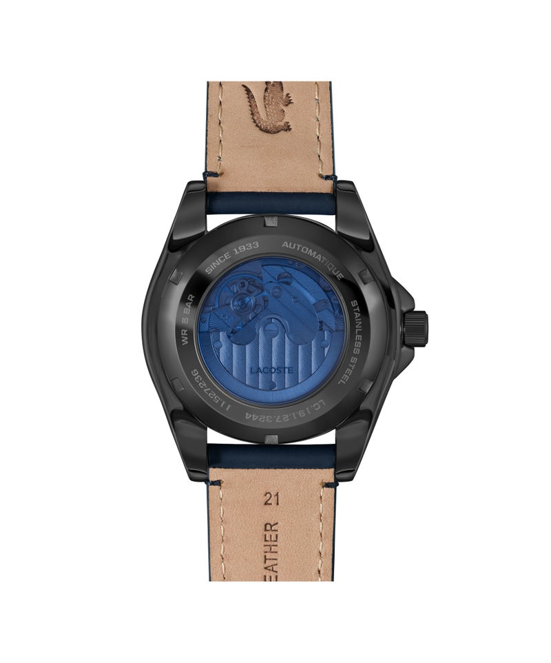 LACOSTE ساعة أوتوماتيكية للرجال بحالة من الفولاذ الأسود المطلي بالأيونات والألمنيوم الأسود على شكل دائري - Image 2