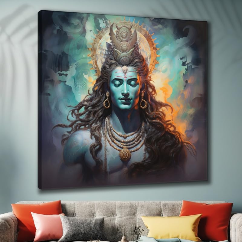 SAF paintings Wooden Framed Lord Shiva Canvas Wall Painting for Home Décor And Office||For Bedroom,Living Room Home wall and Office Interior 24X24Inch and Office CR-266 - Image 1