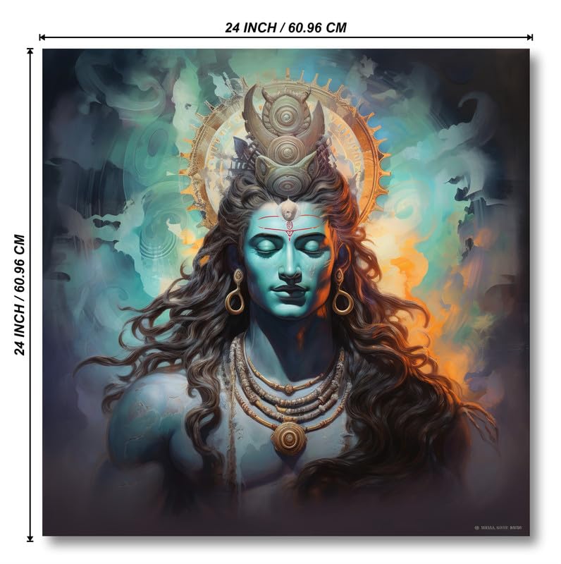 SAF paintings Wooden Framed Lord Shiva Canvas Wall Painting for Home Décor And Office||For Bedroom,Living Room Home wall and Office Interior 24X24Inch and Office CR-266 - Image 4