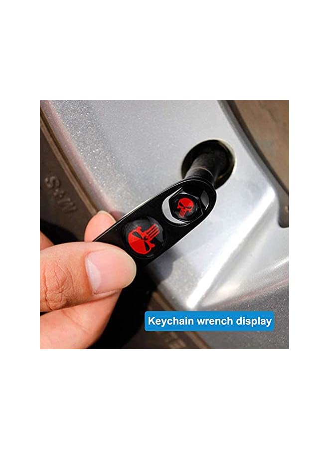 S-TOP Skull Tyre Valve Caps(4PCS) with Wrench Keychain(1PCS) Tire Wheel Valves Cap Dust Stem Cover be suitable for Car SUV Bicycle Motocycle Truck - Image 1