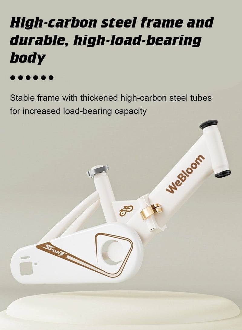 WeBloom Foldable Kids Bike 12-14 Inch With  Sturdy Steel Frame,Flashing Training Wheels & Back Seat, Adjustable Handlebar And Seat, Safe White Bicycle for 2-6 Years Kids - Image 5