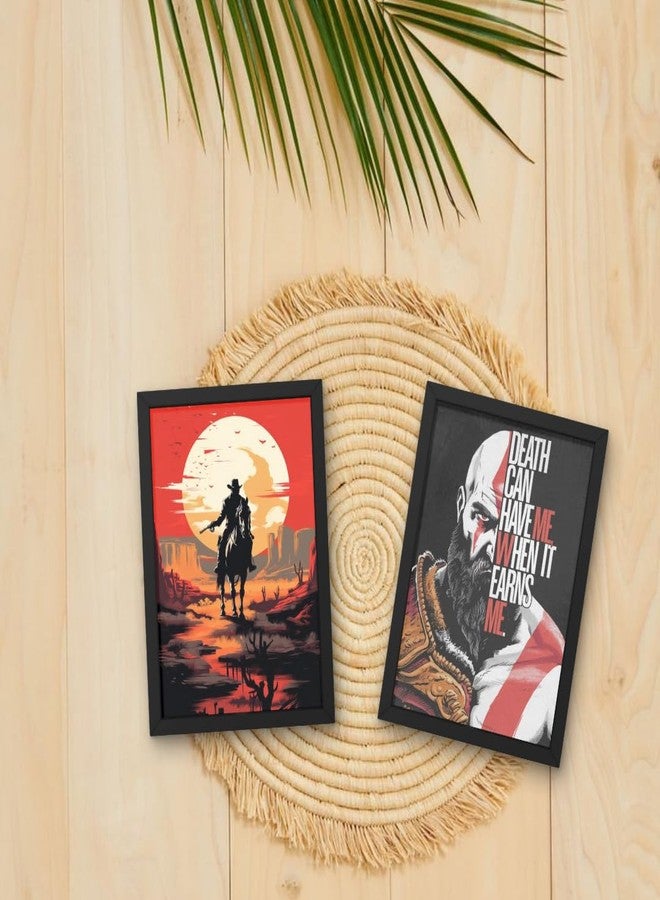 Rockery Frames مجموعة من ملصقين مؤطرين لألعاب الفيديو | God of War و Red Dead Redemption | ديكور جداري لغرفة الألعاب | ملصقات ألعاب الفيديو | ملصقات ألعاب الفيديو للاعبين وصالات الألعاب - Image 2