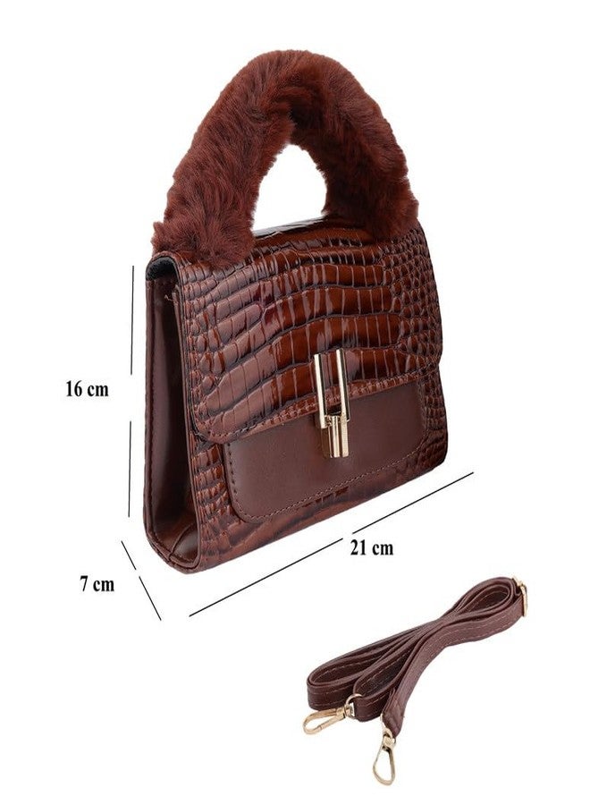 ZEVORA Handbags For Womens Fashion Top Handle Bag Purses Shoulder Tote Bags With Croco Pattern (Brown) - Image 5