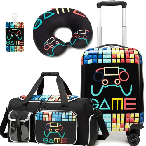 Inprof Kid's Luggage Set 3 Piece Suitcase Set 16" Hardside Luggage with Spinner Wheels Girls Boys Carry on Toddler Suitcase with Travel Duffle Bag Airline Approved - Image 1