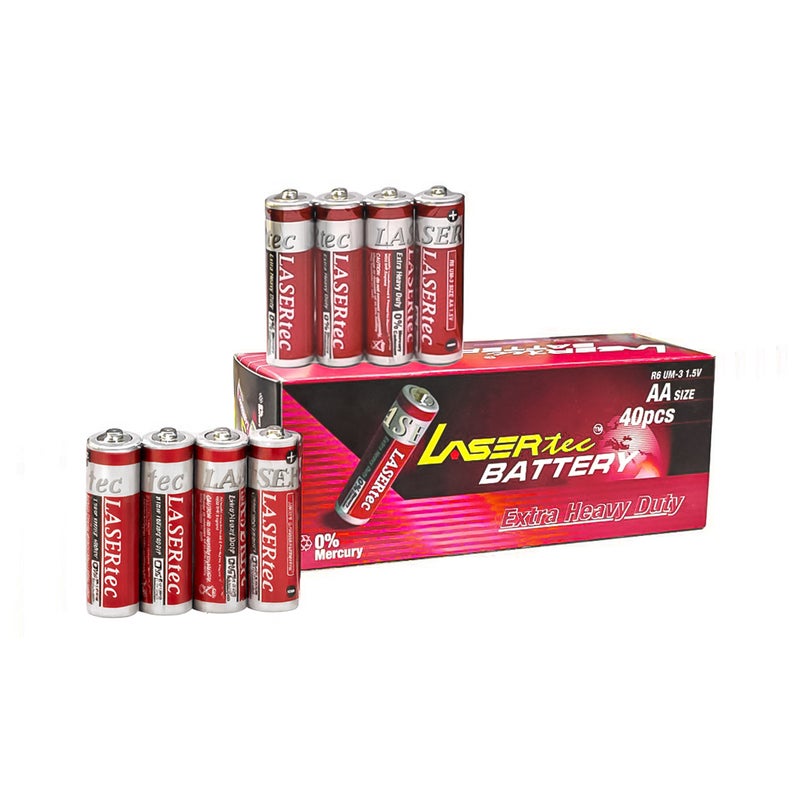 Lasertec AA UM-3 R6 Alkaline Batteries – Long-Lasting Power, 40-Piece Box