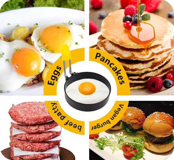 TURBID Egg Rings 3 Inch Stainless Steel Nonstick Egg Mold with Silicone Handle for Cooking Eggs, Pancake Maker, Egg Cooker, Omelet, English Muffins, Egg Pan, Includes Egg Separator (Set of 2) - Image 5