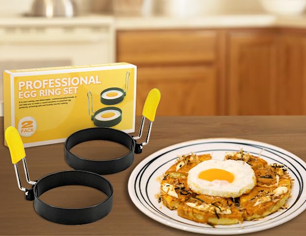 TURBID Egg Rings 3 Inch Stainless Steel Nonstick Egg Mold with Silicone Handle for Cooking Eggs, Pancake Maker, Egg Cooker, Omelet, English Muffins, Egg Pan, Includes Egg Separator (Set of 2) - Image 4