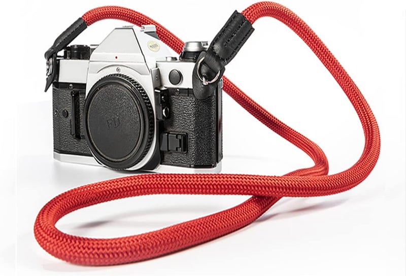 Eorefo Camera Strap Vintage 100cm Nylon Climbing Rope Camera Neck Shoulder Strap for Micro Single and DSLR Camera(Red) - Image 2