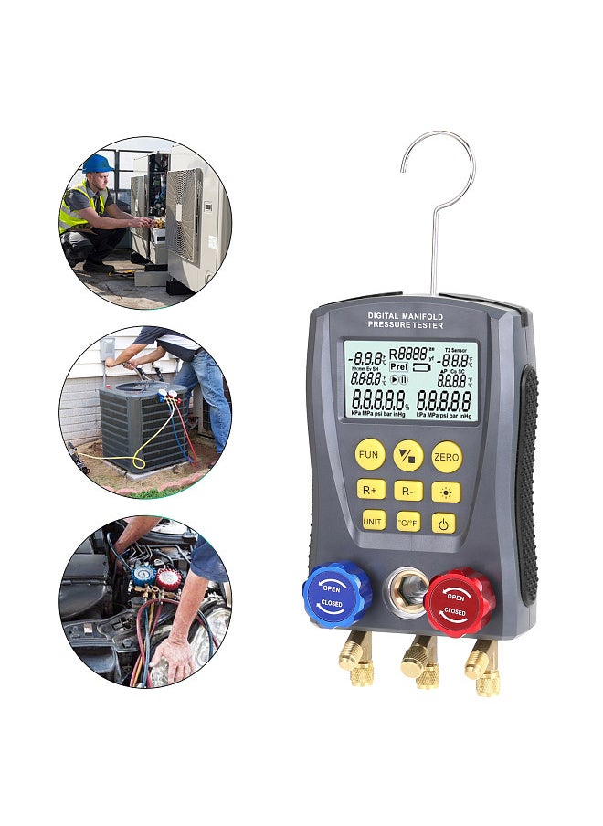 Generic Pressure Gauge Refrigeration Digital Vacuum Pressure Manifold Tester Meter HVAC Temperature Tester Digital Manifold Gauge Meter HVAC Vacuum Pressure  - Image 2