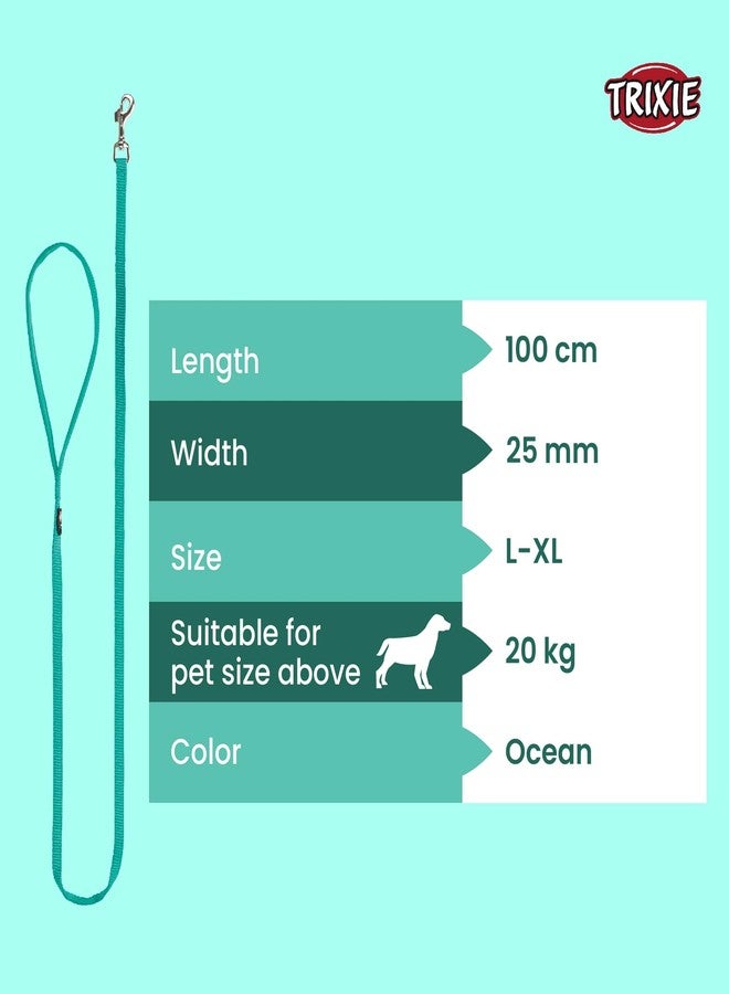 Trixie Premium Dog Leash with Padded Hand Loop, Comfortable and Adjustable Training Leash, 1.00m/25mm (L-XL, Ocean) - Image 2