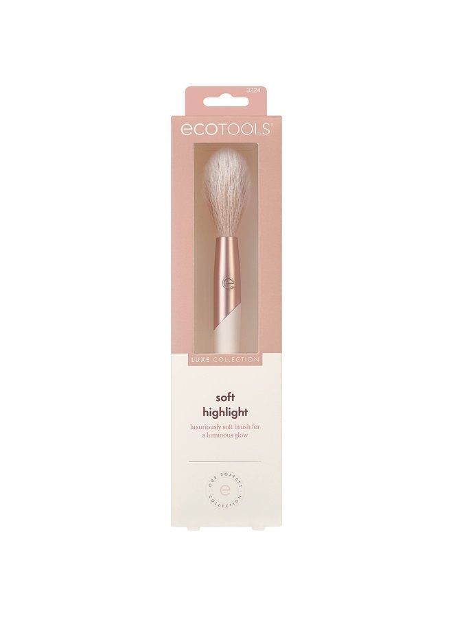 Ecotools Luxe Soft Highlighter Makeup Face Powder Brush, Sheer, Luminous Glow, Premium Quality Makeup Brush, Ultra Soft, Synthetic Bristles, Eco Friendly Face Brush, Cruelty-Free, 1 Count - Image 2