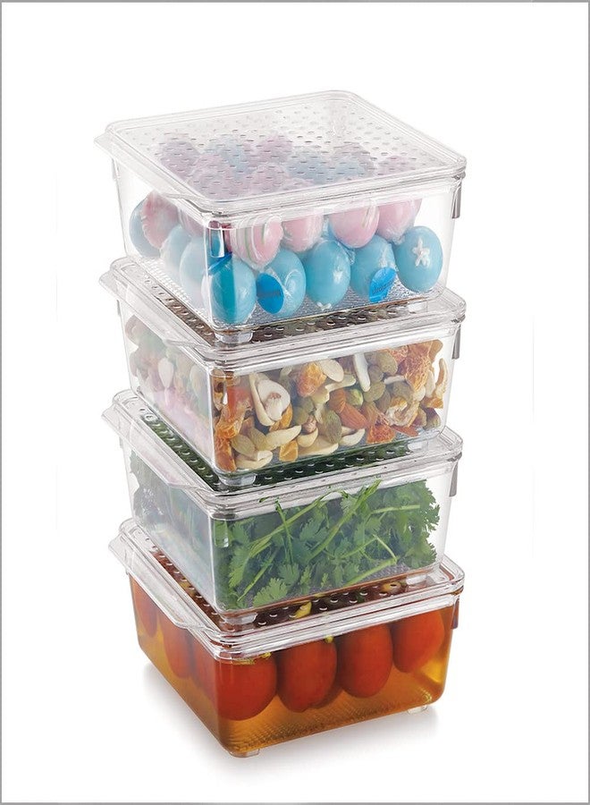 INKULTURE Stackable Acrylic Fridge Organizer Sturdy Pantry And Refrigerator Storage Bins With Lid Fridge Containers | Small | Pack of 01 - Image 4