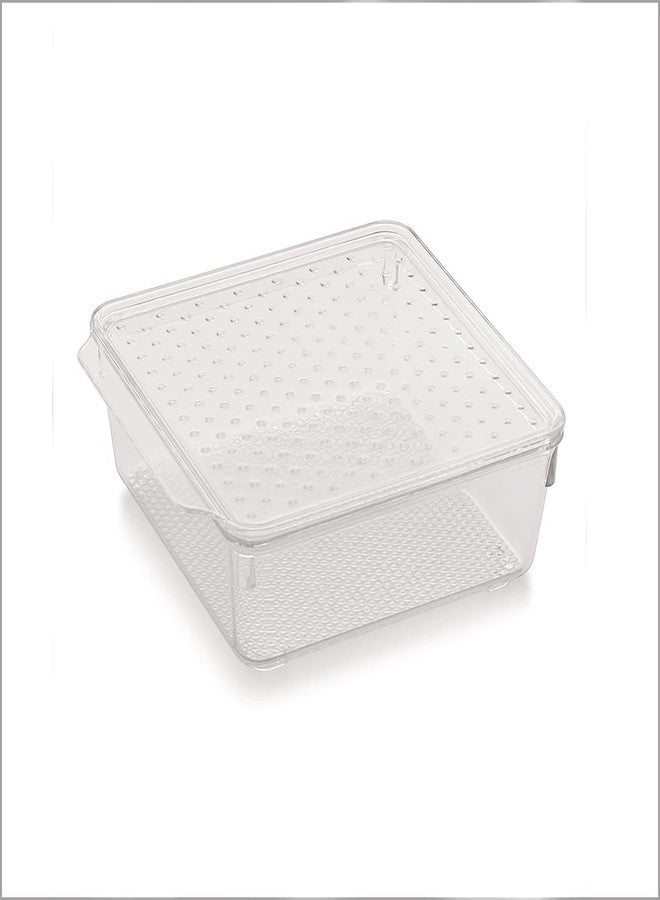 INKULTURE Stackable Acrylic Fridge Organizer Sturdy Pantry And Refrigerator Storage Bins With Lid Fridge Containers | Small | Pack of 01 - Image 1
