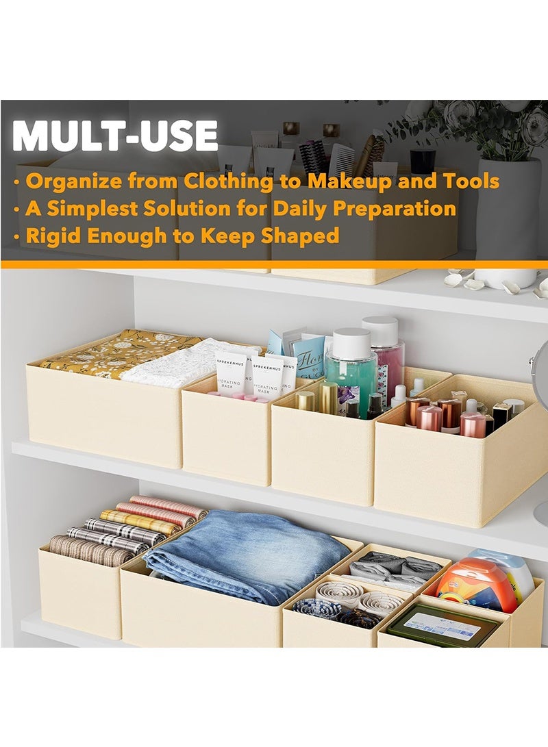 توبيتش 12 قطعة بوكسات تنظيم - بوكسات تخزين ملابس بيج، منظم خزانة للرعاية الطفلية والجوارب والملابس الداخلية - Image 5