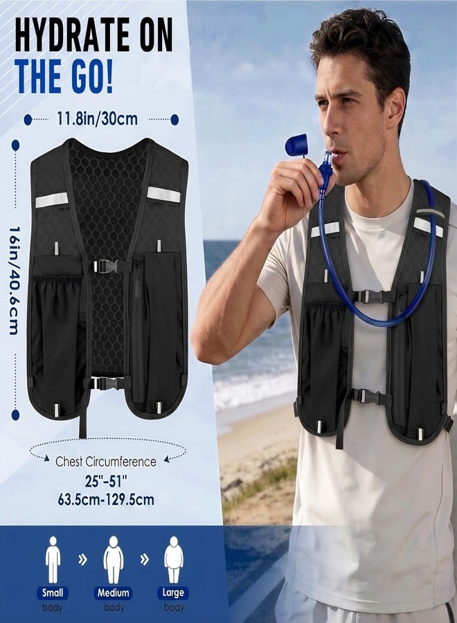 DR. FITZY Hydration Bag with 2L Water Bladder, Bottle & Mobile Holder Pouch | Reflective Running Vest for Men & Women | Breathable Hydration Vest for Running, Cycling, Hiking, Trekking & Bike Riders (Black) - Image 2