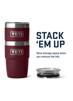 YETI YETI Rambler 8 oz Stackable Cup, Stainless Steel, Vacuum Insulated Espresso Cup with MagSlider Lid, Wild Vine Red  - Image 3