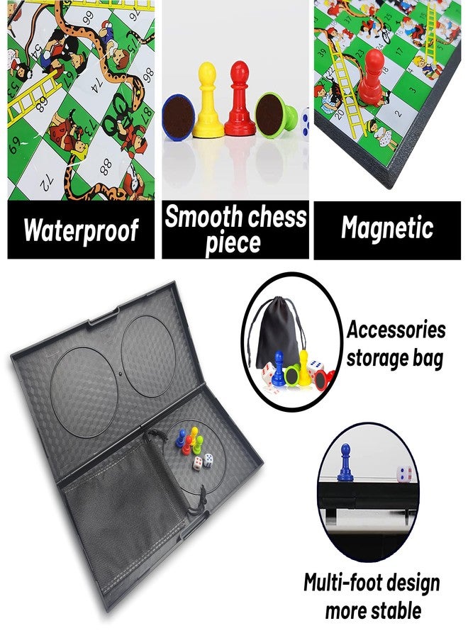 KIDAMI Magnetic Snakes and Ladders Board Game Set, Folding Portable Design, Family Travel Game Set Gift for Kids and Adults (11.2 inch x 11.2 inch) - Image 2
