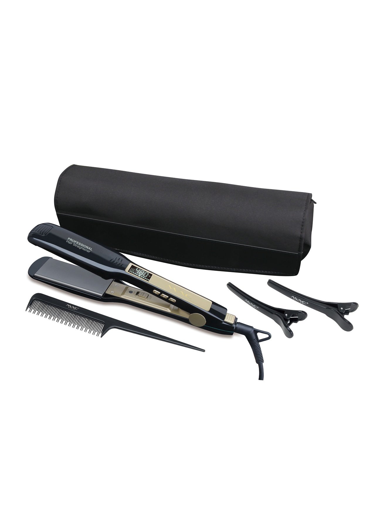 Mac Styler ماك ستايلر مكواة فرد الشعر الاحترافية ذات الجودة العالية لعلاج الشعر، لوحة عريضة LCD 480F MC5517 