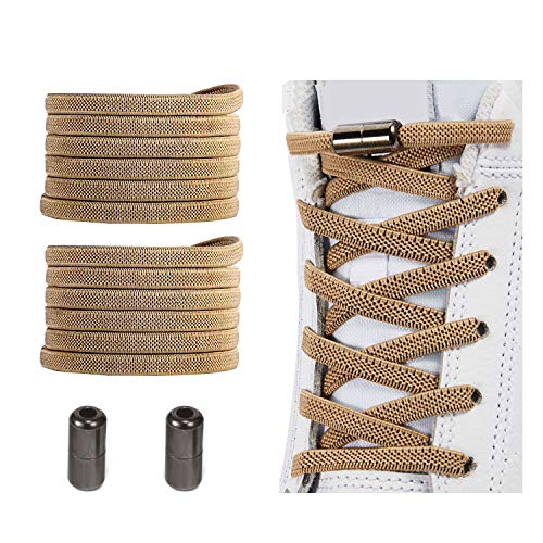 Alegrianan No Tie Shoelaces, Elastic Shoelaces for Adults/Kids，Elastic No Tie Shoe Laces Coyote Brown - Image 1