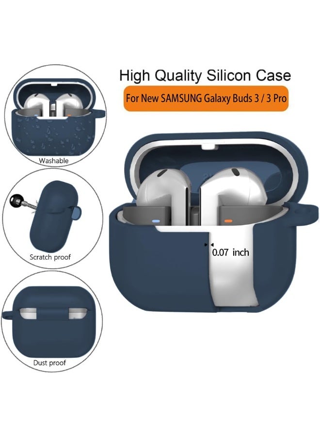 أنيوغرو حافظة Galaxy Buds 3 Pro/Buds 3 من السيليكون لحماية كاملة للجسم (مع قفل أمان)، مقاومة للصدمات والسقوط، غلاف واقي ناعم مع مجموعة تنظيف للرياضة والسفر، أسود - Image 2