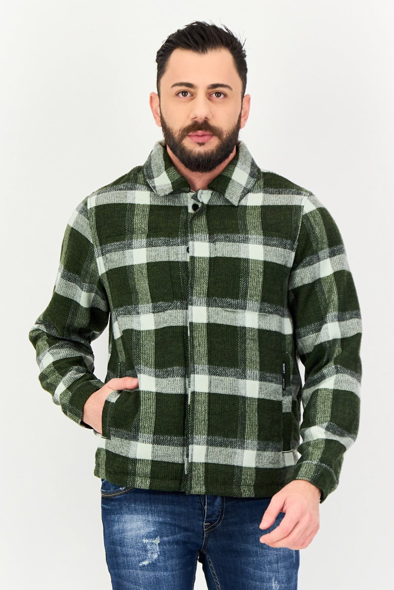 Misfit Men Plaid Long Sleeve Jacket Shirt, Multicolor - Image 1