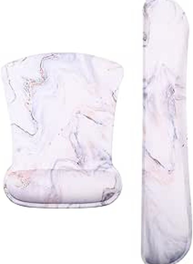 Memory Foam Keyboard Wrist Rest Mouse Pad Set Marble Pattern Non Slip Ergonomic 2pcs - Image 1