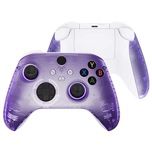 eXtremeRate Side Rails Grips Shell for Xbox Series XS Controller Replacement Part Front Housing Cover Handles Faceplate for Xbox Core Wireless ControllerClear Atomic Purple - Image 1