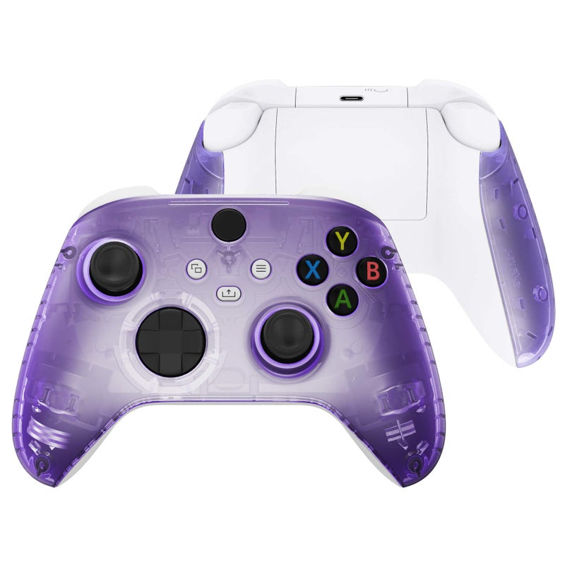 eXtremeRate Side Rails Grips Shell for Xbox Series XS Controller Replacement Part Front Housing Cover Handles Faceplate for Xbox Core Wireless ControllerClear Atomic Purple - Image 2