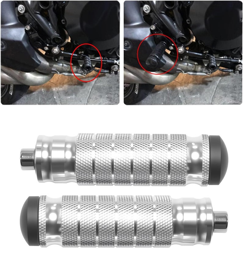 JXPANG Universal 8mm Foot Pegs CNC Aluminum Install Bolts Motorcycle Rearsets Footrest Footpegs Compatible With YAMAHA Honda Suzuki Kawasaki Ducati Aprilia (Silver) - Image 2
