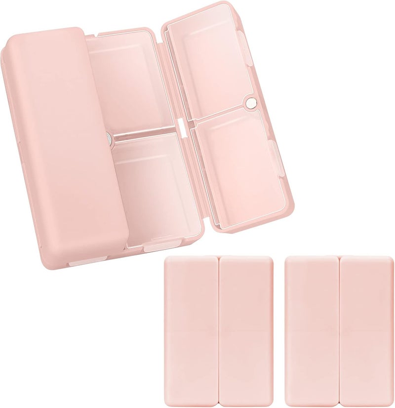FYY 2 Pcs 7 Compartment Portable Pill Case, Folding Design Pill Box for Purse Pocket, Pink - Image 1