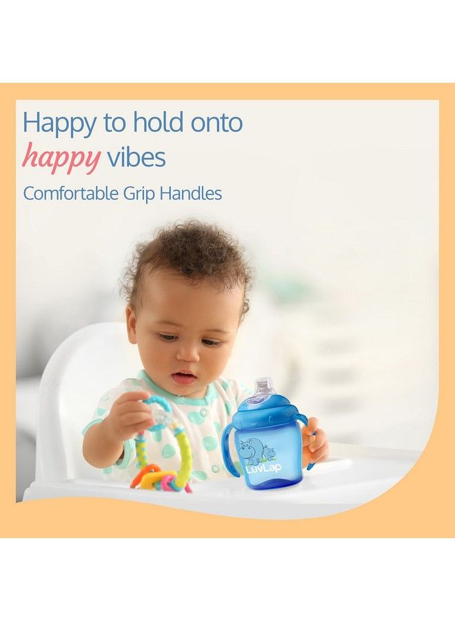 Luvlap كوب شرب هيبو سبلات للأطفال الصغار سعة 225 مل مضاد للانسكاب مع فوهة سيليكون ناعمة وخالي من مادة BPA للأطفال من سن 6 أشهر فما فوق (أزرق) - Image 5