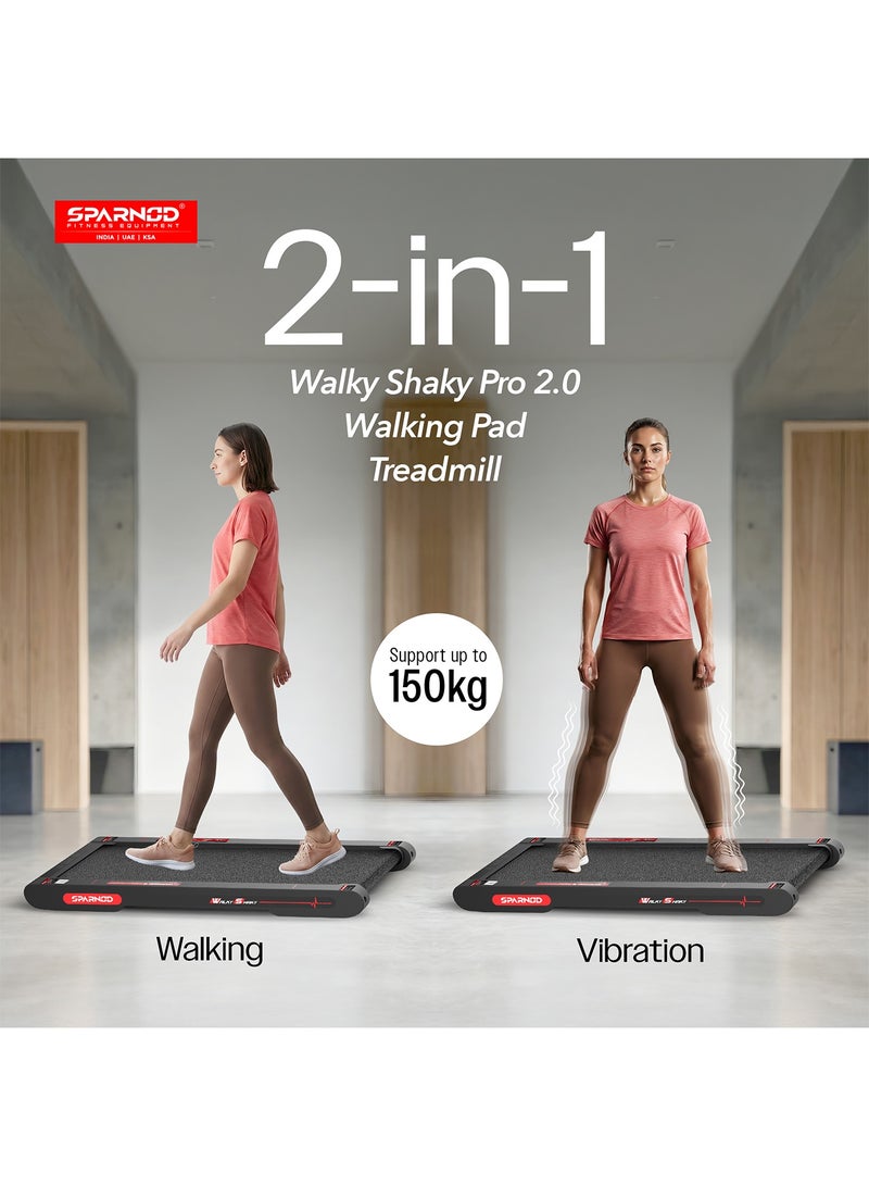 سبارنود ووكِي شاكِي 2.0 برو جهاز مشي منزلي، محرك 3 حصان، سرعة 3–6 كم/س، ميل يدوي 10%، شاشة LCD، تحكم عن بُعد، وزن مستخدم أقصى 150 كجم - Image 2