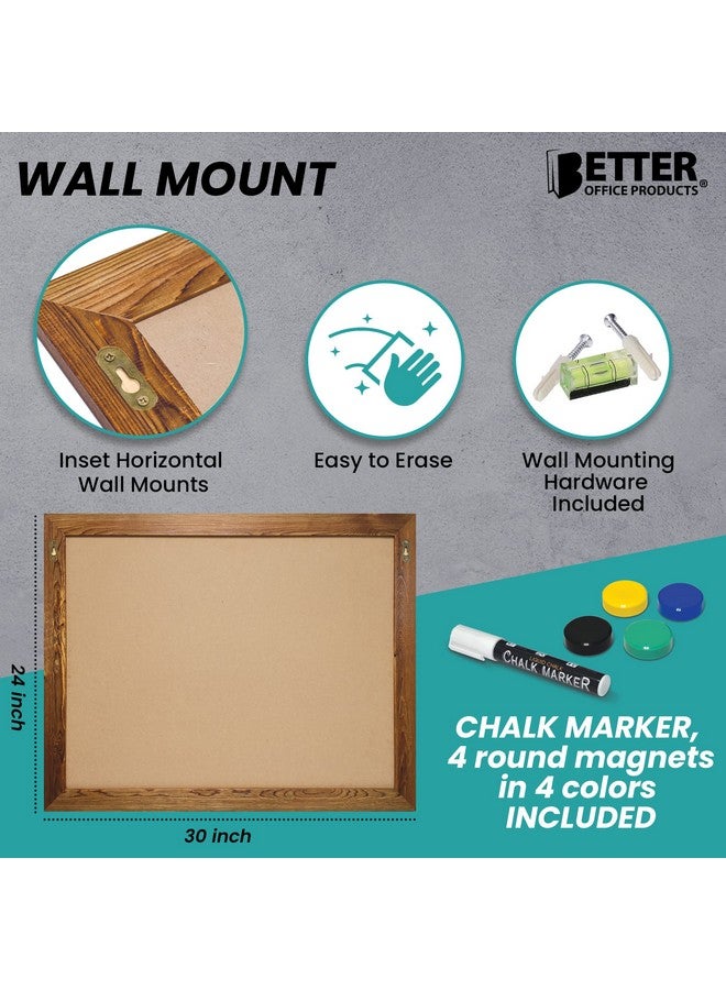 Better Office Products Magnetic Wall Chalkboard Monthly Calendar, Large Wooden-Framed Chalkboard Calendar, 24" X 30", Wall Mount, With Chalk Marker & Magnets (Rustic Brown) - Image 3