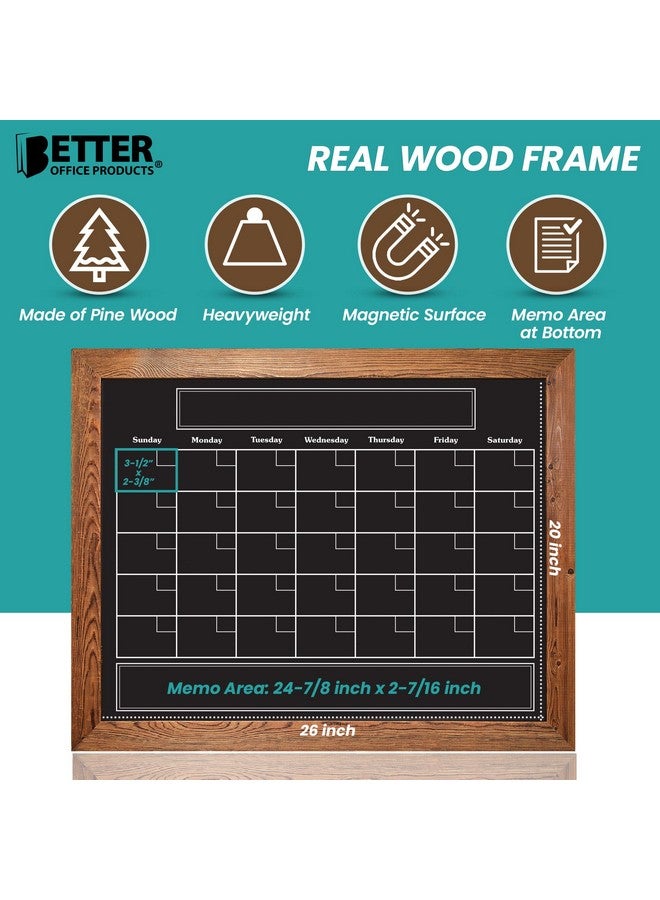 Better Office Products Magnetic Wall Chalkboard Monthly Calendar, Large Wooden-Framed Chalkboard Calendar, 24" X 30", Wall Mount, With Chalk Marker & Magnets (Rustic Brown) - Image 5