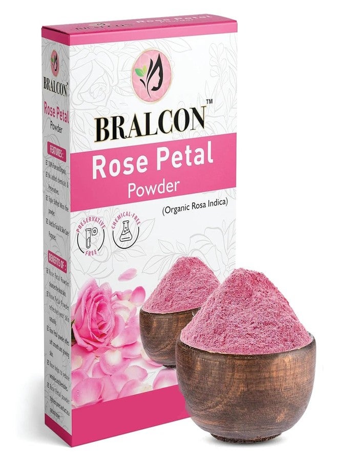 BRALCON Organic Rose Petal Powder - 100g | Rosa indica for Facial & Skin Care| 100% Pure & Natural Rose Powder for Tanning & Glowing Skin| Skin Whitening Face Pack | Face Mask - Image 1